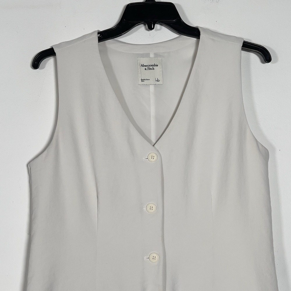 Abercrombie & Fitch Iso Vest Mini Dress Sz L Off white Sleeveless - Picture 4 of 11